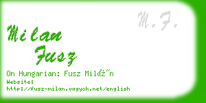 milan fusz business card